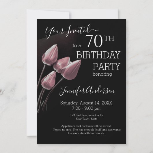 Elegant 70e verjaardag kaart (Voorkant)