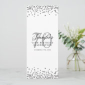 Elegant 70e verjaardag Menu Zilveren Confetti Kaart (Staand voorkant)