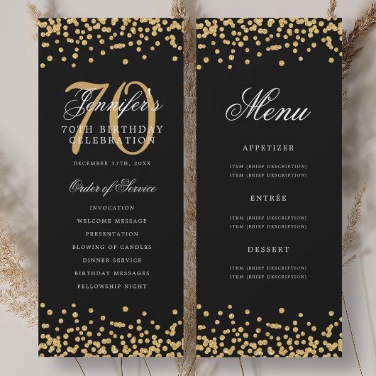 Elegant 70e verjaardag programma Gold Confetti Men