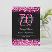 Elegant 70e verjaardag programma Hot Pink w / Menu (Staand voorkant)