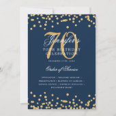 Elegant 70e verjaardag programma Menu Gold Navy Bl (Voorkant)