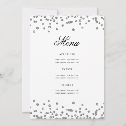 Elegant 70e verjaardag programma Menu Zilver (Achterkant)