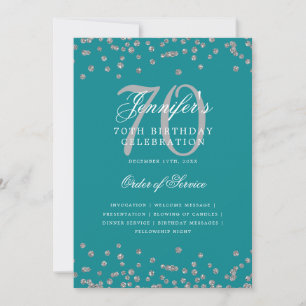 Elegant 70e verjaardag programma Menu Zilver Blauw