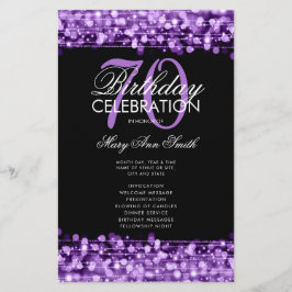 Elegant 70e verjaardag Programma Paars met Menu