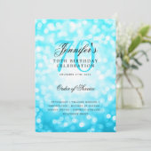 Elegant 70e verjaardag programma Turquoise Bokeh M (Staand voorkant)