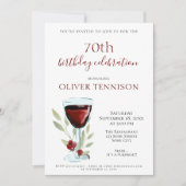 Elegant 70e verjaardag Red Wine Surprise Party Kaart (Voorkant)