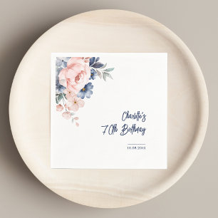 Elegant 70e verjaardag roze bloemetjesfeestpapier servet