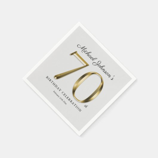Elegant 70e verjaardag Solid Gold Text Classy Servet (Hoek)