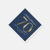 Elegant 70e verjaardag Solid Gold Text Navy Blue Servet (Hoek)