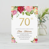 Elegant 70e verjaardag Waterverf Glit Kaart (Staand voorkant)