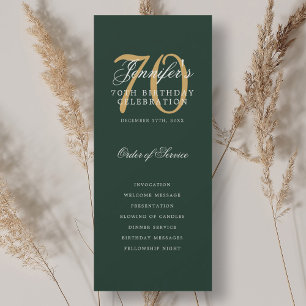 Elegant 70e verjaardagsfeest programma goud groen