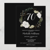 Elegant 70e verjaardagsfeestje bloemenkrans goud kaart (Voorkant / Achterkant)
