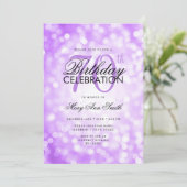 Elegant 70e Verjaardagsglam Paarse Shimmer Licht Kaart (Staand voorkant)