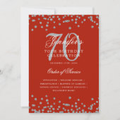 Elegant 70e verjaardagsprogramma menu zilver rood kaart (Voorkant)