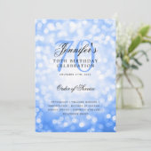 Elegant 70e verjaardagsprogramma Navy Blue Bokeh M Kaart (Staand voorkant)