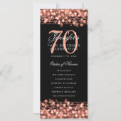 Elegant 70e verjaardagsprogramma Roze goud met men Kaart (Voorkant)