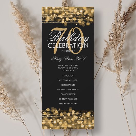 Elegant 70e verpartijprogramma Goud met Menu Kaart