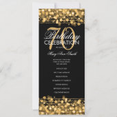 Elegant 70e verpartijprogramma Goud met Menu Kaart (Voorkant)