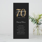 Elegant 70e verpartijprogramma zwart goud kaart (Staand voorkant)