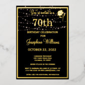 Elegant 70e zevenenzeventigste verjaardag (zwart - folie uitnodiging (Voorkant)