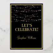 Elegant 70e zevenenzeventigste verjaardag (zwart - folie uitnodiging (Achterkant)