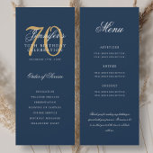 Elegant 70ste Programma Goud Navy Blauwe Menu+Dank
