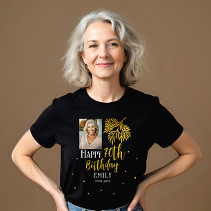 Elegant 70ste verjaardag Gouden blad foto feest Tri-Blend Shirt
