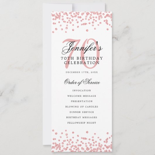 Elegant 70ste verjaardag programma Roos Gold Confe (Voorkant)