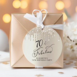 Elegant 70ste verjaardagsfeest gouden glitters Bed Bedankjes Labels