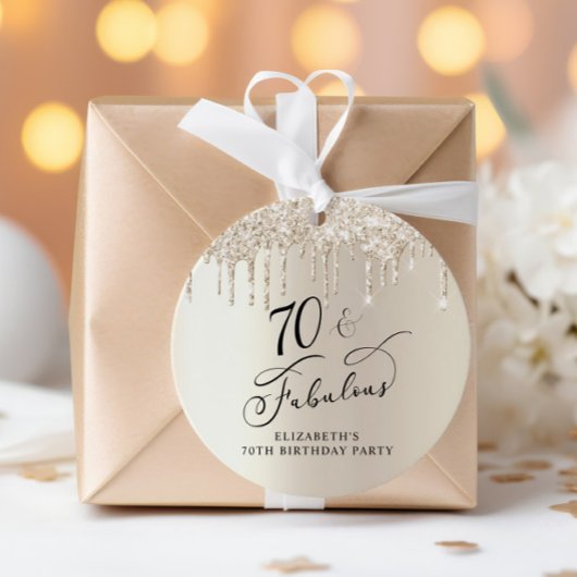 Elegant 70ste verjaardagsfeest gouden glitters Bed Bedankjes Labels