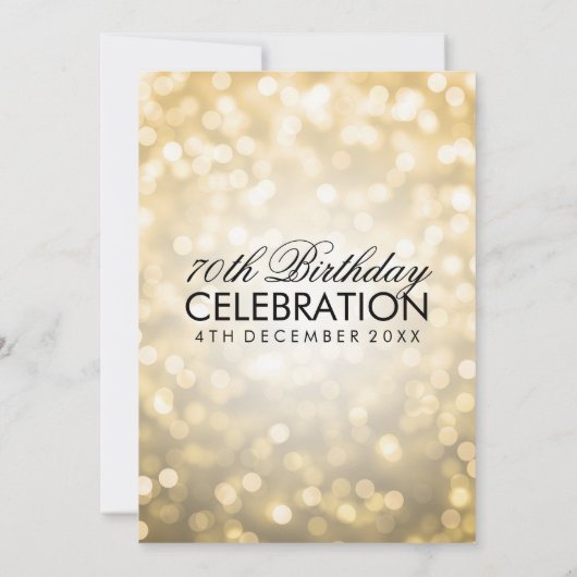 Elegant 70ste verlichting met gouden glitter voor  kaart (Achterkant)