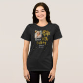 Elegant 70th Birthday Gold Foliage Photo Party Tri-Blend Shirt (Voorkant volledig)