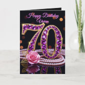 Elegant 70th Birthday Gold Purple Amethyst Rose  Kaart (Voorkant)