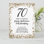 Elegant 70th Birthday Invitation For Her in Gold Kaart (Staand voorkant)