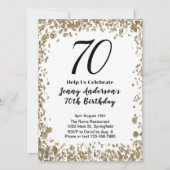 Elegant 70th Birthday Invitation For Her in Gold Kaart (Voorkant)