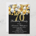 Elegant 70th Birthday Invitation Gold Balloons Kaart<br><div class="desc">Elegant Gold Balloons Birthday Uitnodiging</div>