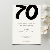 Elegant 70th Birthday Invitation - Minimal Style Kaart