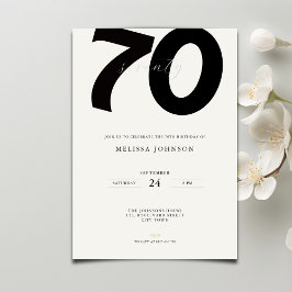Elegant 70th Birthday Invitation - Minimal Style Kaart