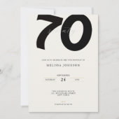 Elegant 70th Birthday Invitation - Minimal Style Kaart (Voorkant)