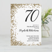 Elegant 70th Birthday Invitation With Gold Sequins Kaart (Staand voorkant)