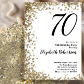 Elegant 70th Birthday Invitation With Gold Sequins Kaart