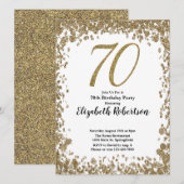 Elegant 70th Birthday Invitation With Gold Sequins Kaart (Voorkant / Achterkant)