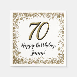 Elegant 70th Birthday Napkins Gold and Black Servet