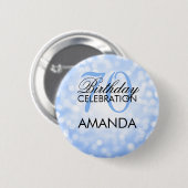 Elegant 70th Birthday Party Blue Glitter Lights Ronde Button 5,7 Cm (Voorkant /achterkant)