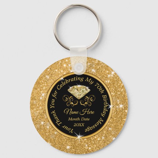 Elegant 70th Birthday Party Favors Personalized Sleutelhanger (Voorkant)