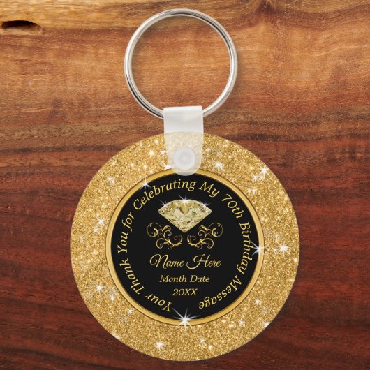Elegant 70th Birthday Party Favors Personalized Sleutelhanger (Voorkant)