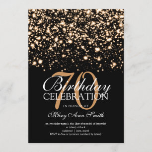 Elegant 70th Birthday Party Gold Midnight Glam Kaart