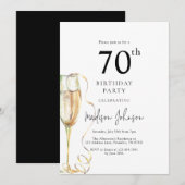 Elegant 70th Birthday Party Kaart (Voorkant / Achterkant)