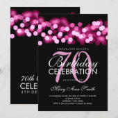 Elegant 70th Birthday Party Pink Hollywood Glam Kaart (Voorkant / Achterkant)