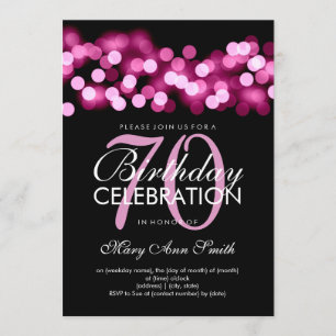 Elegant 70th Birthday Party Pink Hollywood Glam Kaart